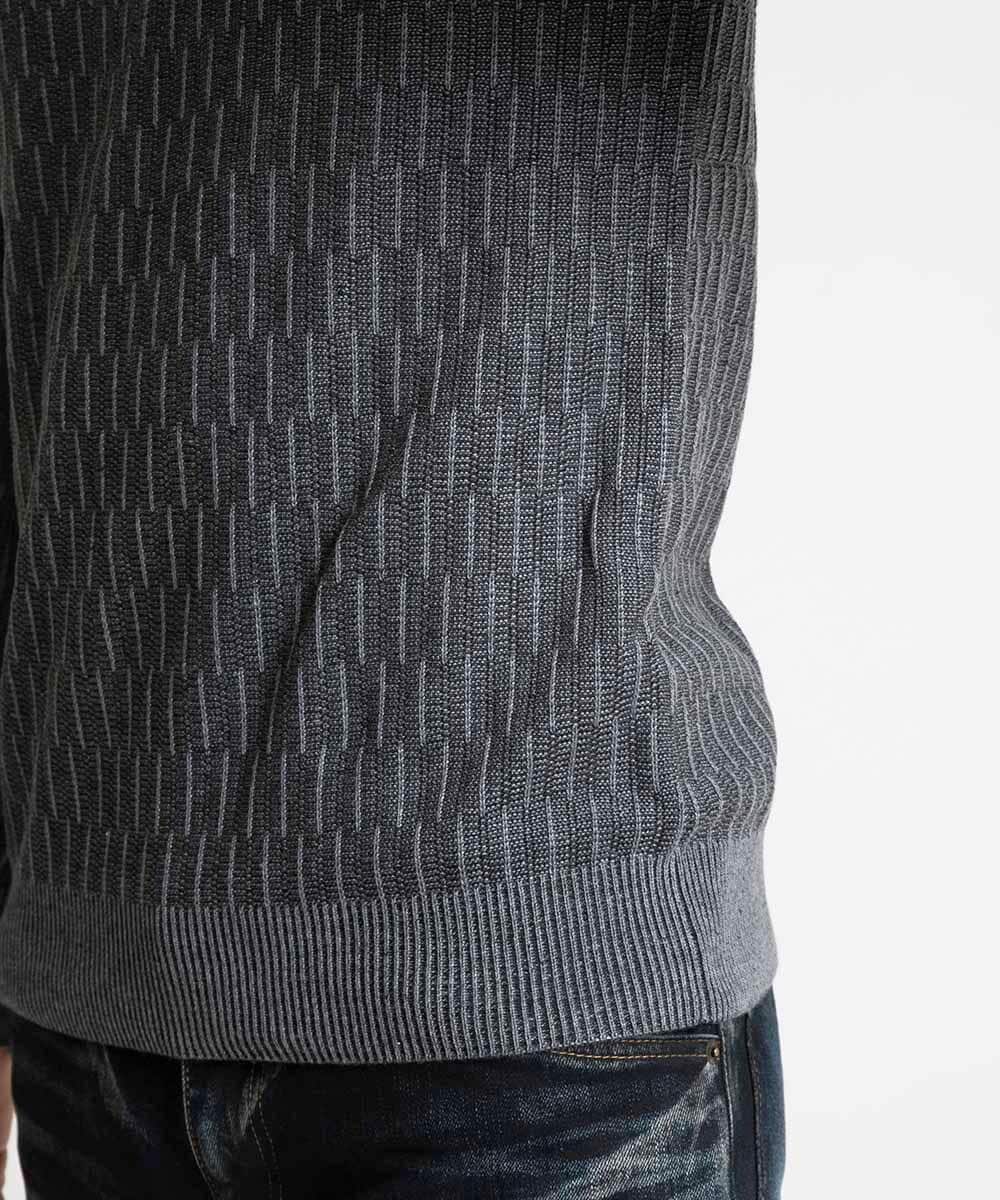 MNFAV11190 MICHEL KLEIN HOMME(ミッシェルクラン オム) 矢羽根柄 Vネックニット ダークグレー