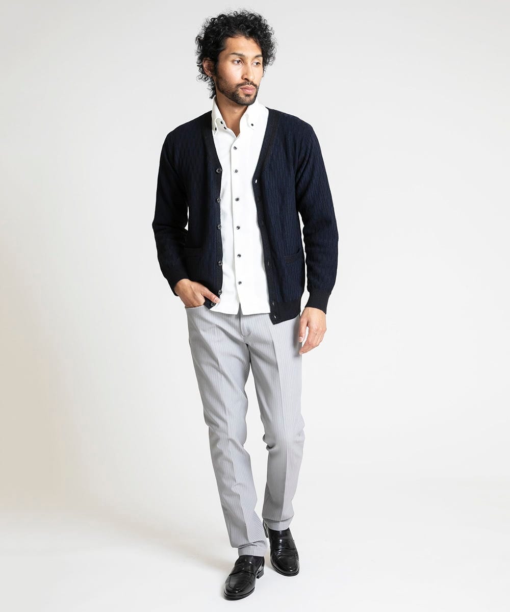 MNFAV12200 MICHEL KLEIN HOMME(ミッシェルクラン オム) 矢羽根柄 カーディガン ネイビー