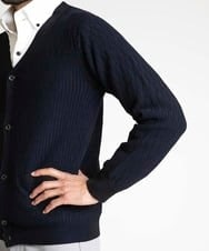 MNFAV12200 MICHEL KLEIN HOMME(ミッシェルクラン オム) 矢羽根柄 カーディガン ネイビー