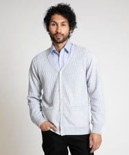 MNFAV12200 MICHEL KLEIN HOMME(ミッシェルクラン オム) 矢羽根柄 カーディガン ホワイト