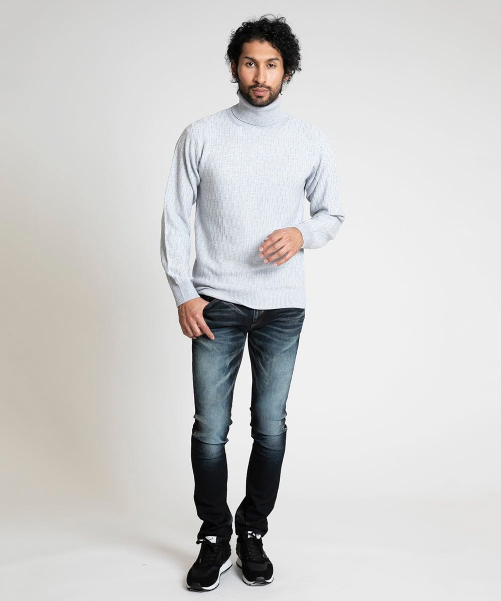 MNFAV13190 MICHEL KLEIN HOMME(ミッシェルクラン オム) 矢羽根柄 タートルネックニット ホワイト