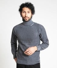 MNFAV13190 MICHEL KLEIN HOMME(ミッシェルクラン オム) 矢羽根柄 タートルネックニット ダークグレー