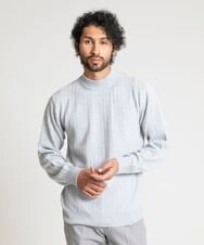 MNFAV14190 MICHEL KLEIN HOMME(ミッシェルクラン オム) ヘリンボンモックネックニット ホワイト