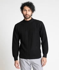 MNFAV14190 MICHEL KLEIN HOMME(ミッシェルクラン オム) ヘリンボンモックネックニット ブラック