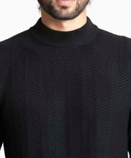 MNFAV14190 MICHEL KLEIN HOMME(ミッシェルクラン オム) ヘリンボンモックネックニット ブラック