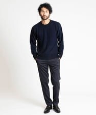 MNFAV15190 MICHEL KLEIN HOMME(ミッシェルクラン オム) ヘリンボンクルーネックニット ネイビー