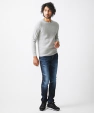 MNFCA58330 MICHEL KLEIN HOMME(ミッシェルクラン オム) ウェーブ柄カシミヤクルーネックニット ライトグレー