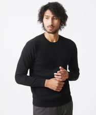 MNFCA58330 MICHEL KLEIN HOMME(ミッシェルクラン オム) ウェーブ柄カシミヤクルーネックニット ブラック