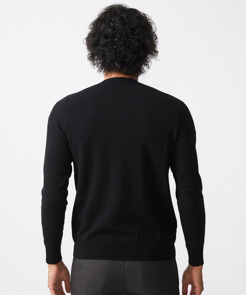 MNFCA58330 MICHEL KLEIN HOMME(ミッシェルクラン オム) ウェーブ柄カシミヤクルーネックニット ブラック