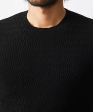 MNFCA58330 MICHEL KLEIN HOMME(ミッシェルクラン オム) ウェーブ柄カシミヤクルーネックニット ブラック