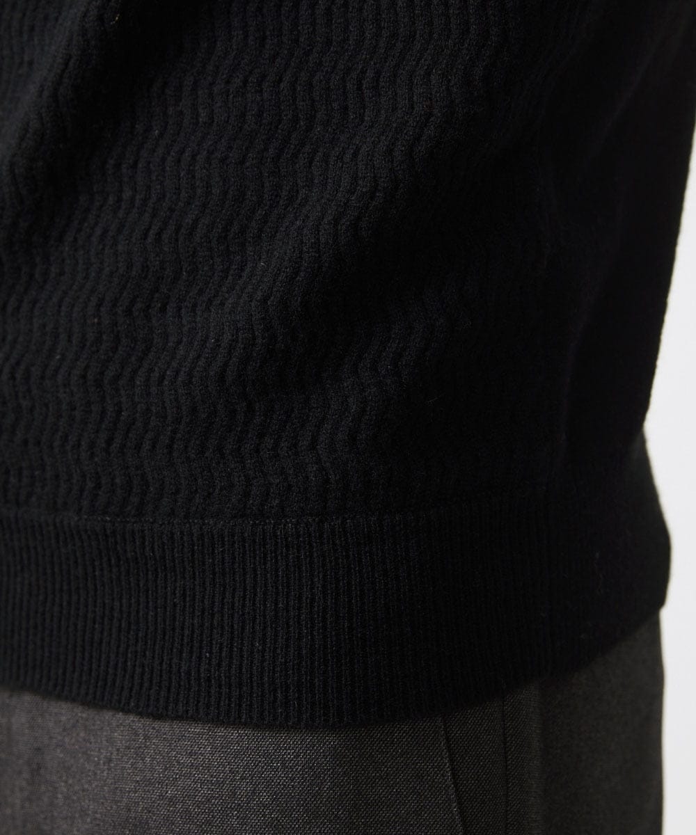 MNFCA58330 MICHEL KLEIN HOMME(ミッシェルクラン オム) ウェーブ柄カシミヤクルーネックニット ブラック