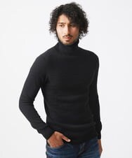 MNFCA59330 MICHEL KLEIN HOMME(ミッシェルクラン オム) ウェーブ柄カシミヤタートルネックニット ブラック