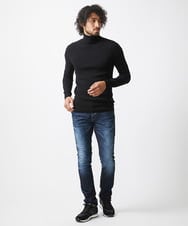 MNFCA59330 MICHEL KLEIN HOMME(ミッシェルクラン オム) ウェーブ柄カシミヤタートルネックニット ブラック