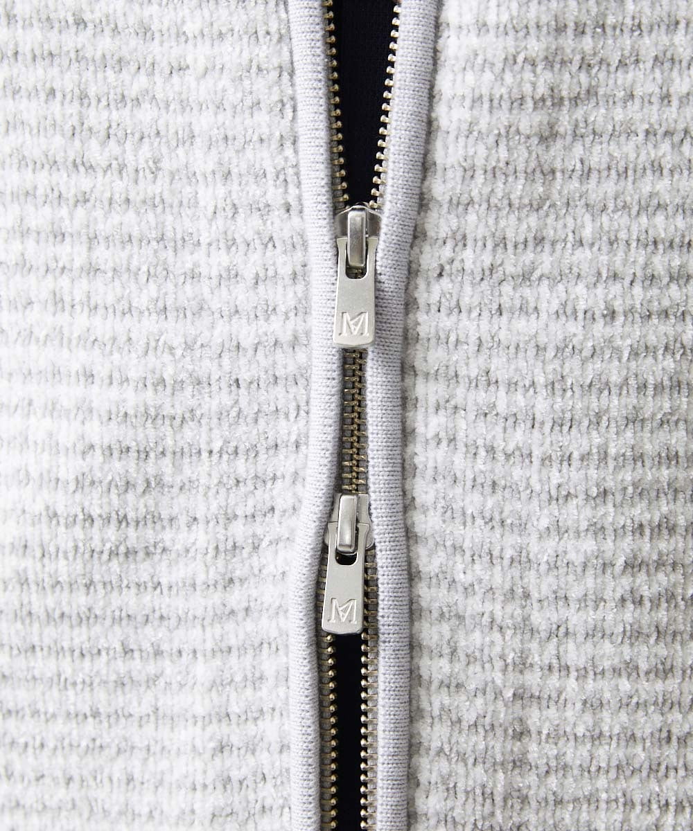 MNFCA80450 MICHEL KLEIN HOMME(ミッシェルクラン オム) 《日本製》モールスタンドZIPカーディガン ライトグレー