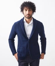 MNFCA81630 MICHEL KLEIN HOMME(ミッシェルクラン オム) 《日本製》へリンボン柄ウールニットジャケット ネイビー