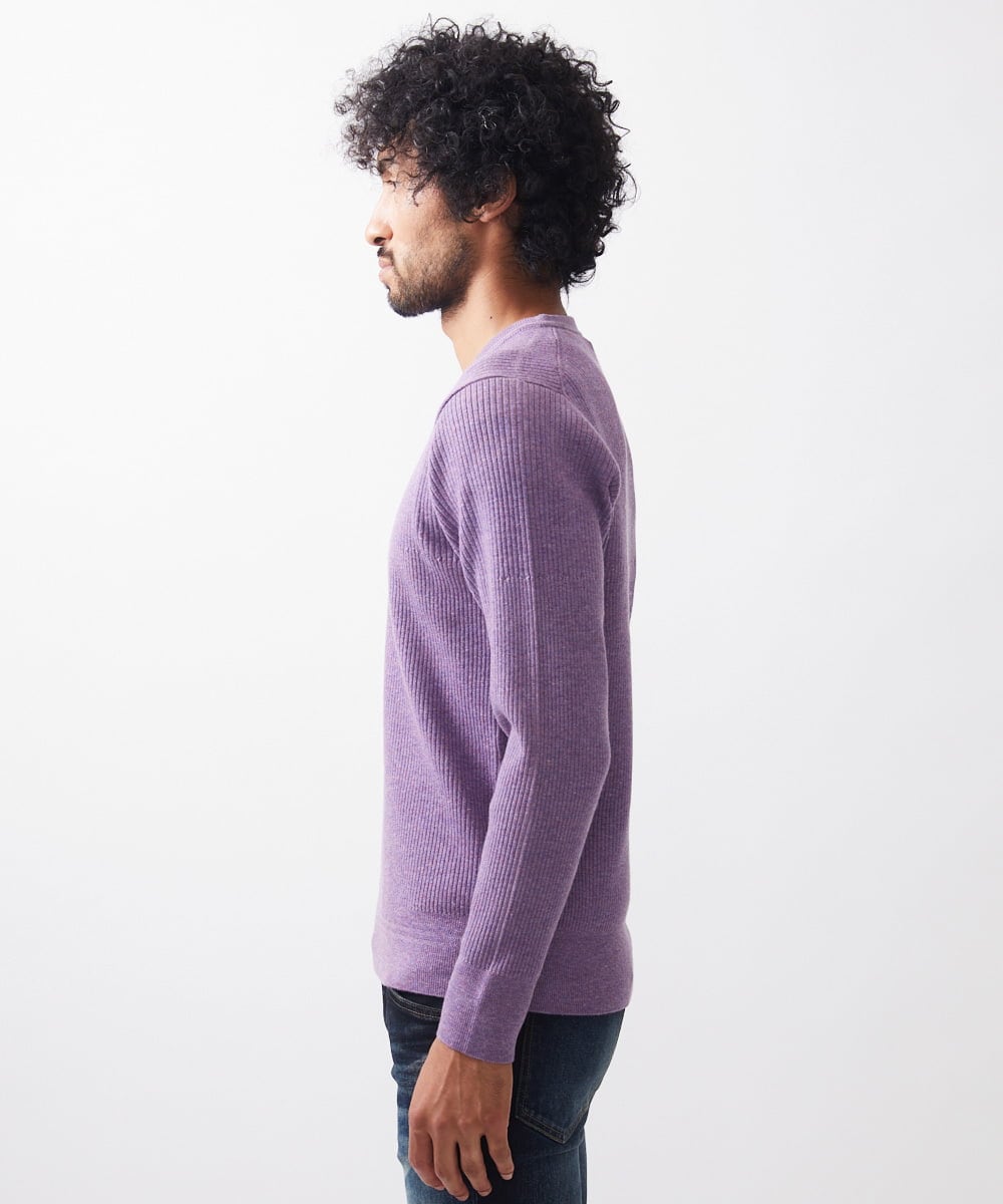 MNFCC61200 MICHEL KLEIN HOMME(ミッシェルクラン オム) リブ編みVネックニット パープル