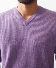 MNFCC61200 MICHEL KLEIN HOMME(ミッシェルクラン オム) リブ編みVネックニット パープル