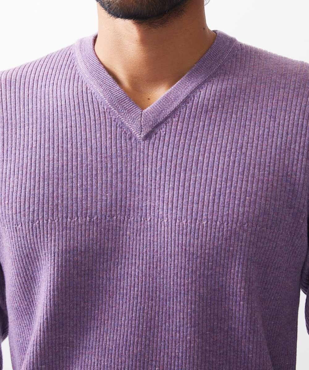 MNFCC61200 MICHEL KLEIN HOMME(ミッシェルクラン オム) リブ編みVネックニット パープル