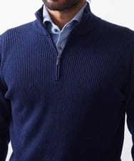 MNFCC62210 MICHEL KLEIN HOMME(ミッシェルクラン オム) リブ編みハーフジップニット ネイビー
