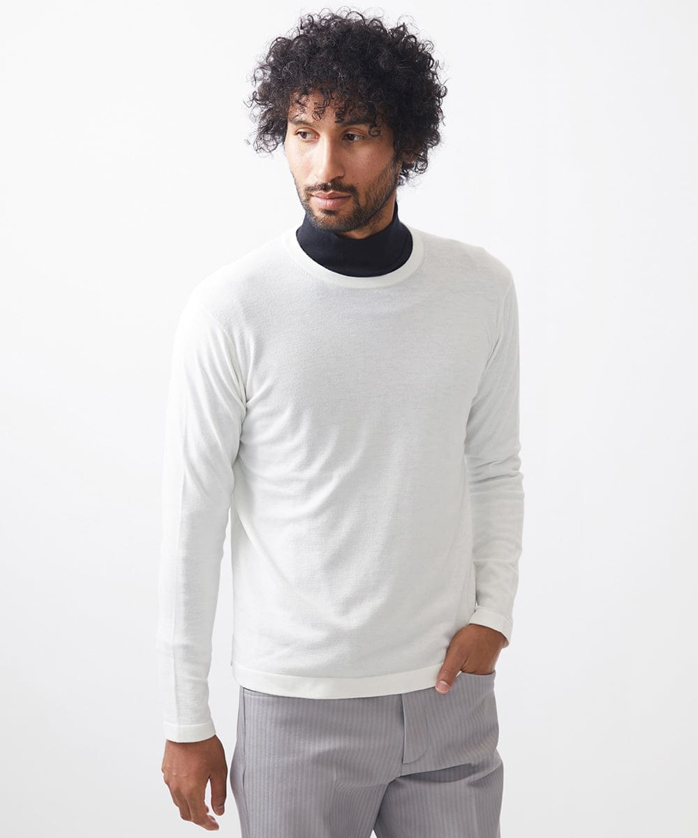 MNFCC65210 MICHEL KLEIN HOMME(ミッシェルクラン オム) ハイゲージクルーネック長袖ニット ホワイト