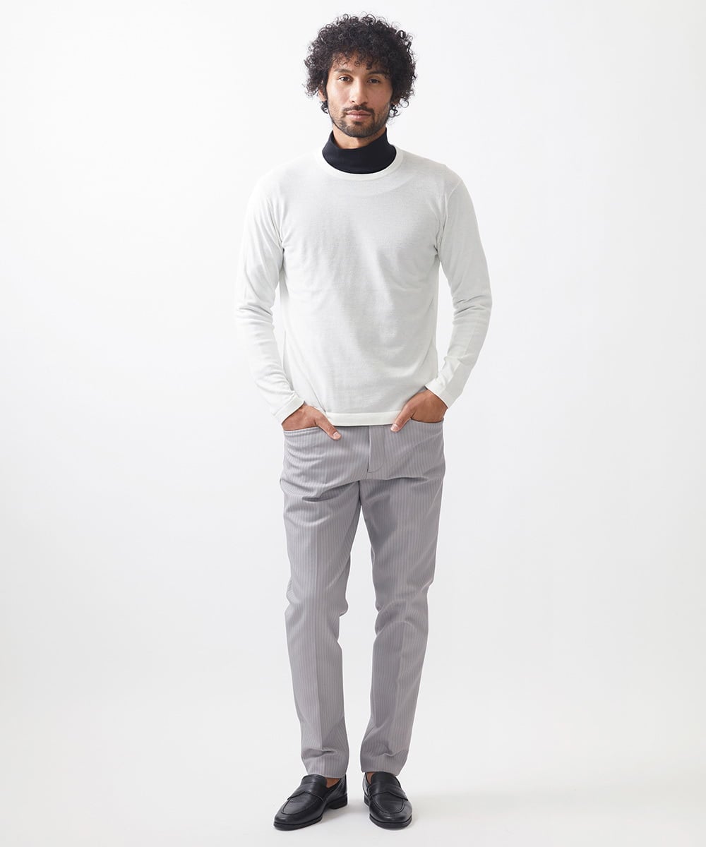 MNFCC65210 MICHEL KLEIN HOMME(ミッシェルクラン オム) ハイゲージクルーネック長袖ニット ホワイト
