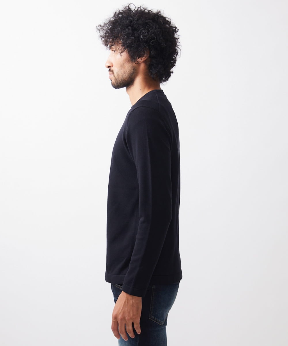 MNFCC65210 MICHEL KLEIN HOMME(ミッシェルクラン オム) ハイゲージクルーネック長袖ニット ブラック