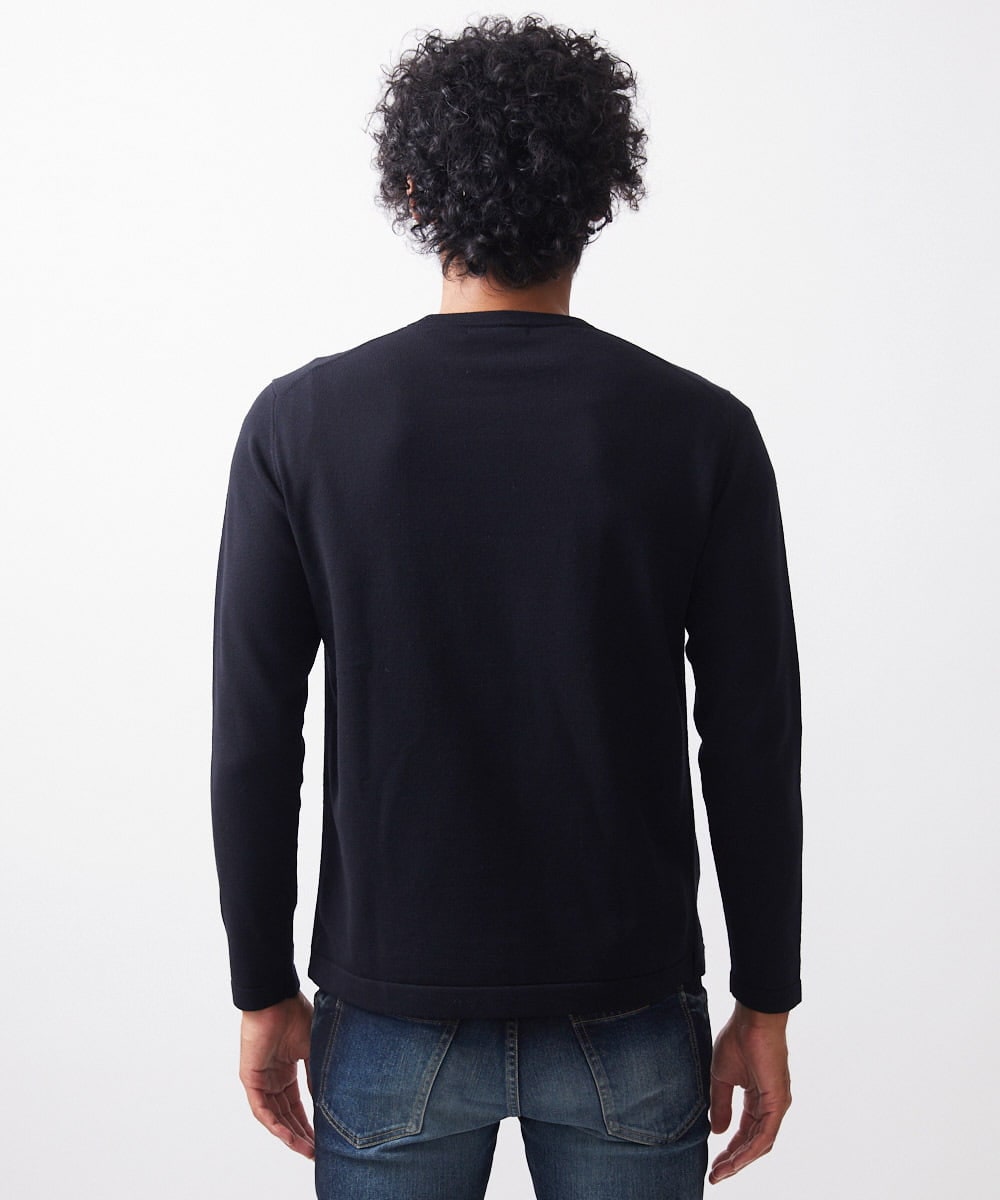MNFCC65210 MICHEL KLEIN HOMME(ミッシェルクラン オム) ハイゲージクルーネック長袖ニット ブラック