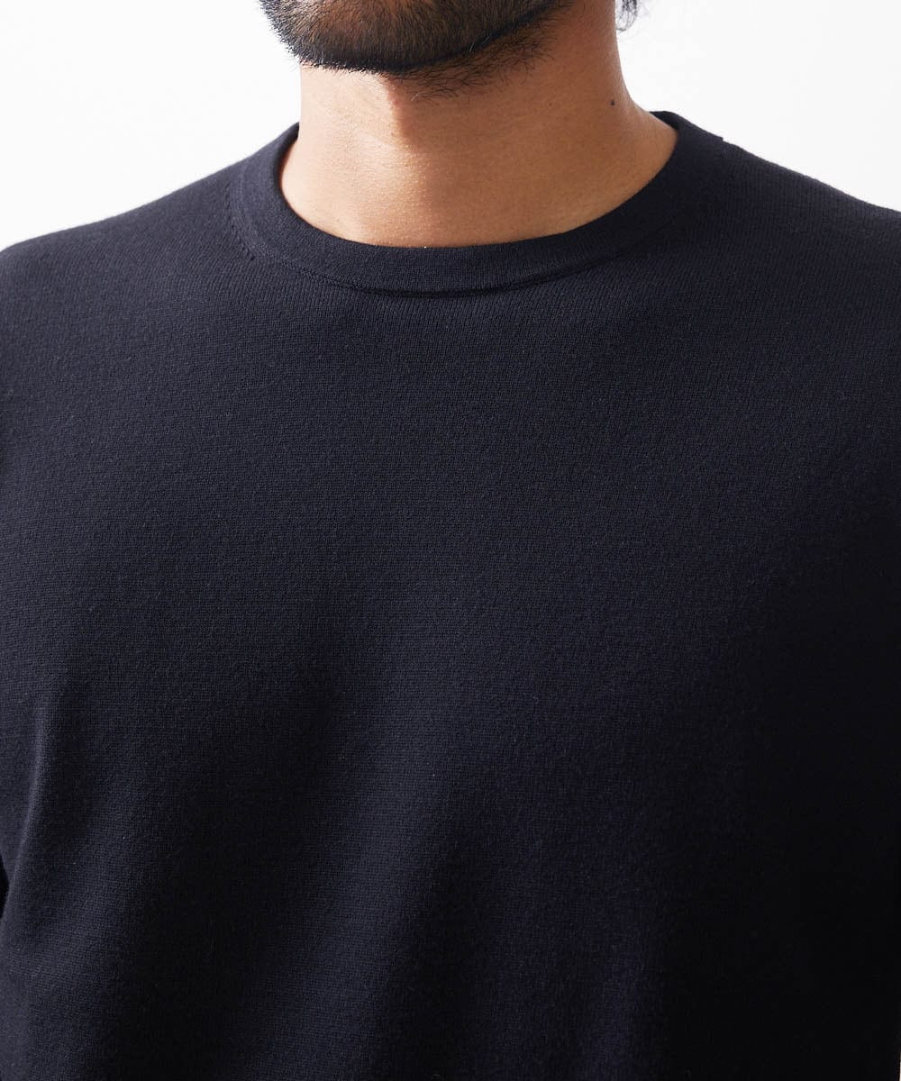 MNFCC65210 MICHEL KLEIN HOMME(ミッシェルクラン オム) ハイゲージクルーネック長袖ニット ブラック