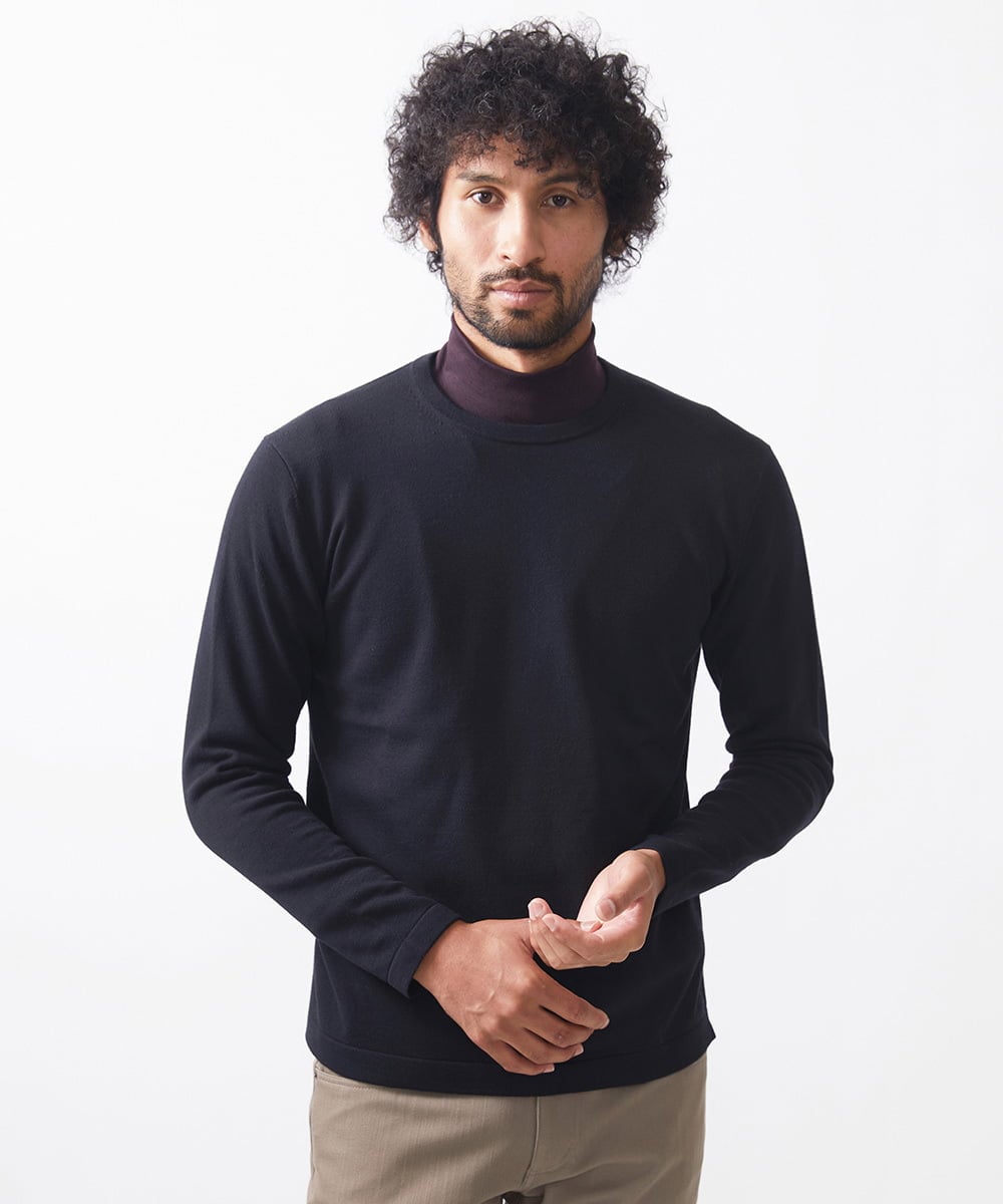 MNFCC65210 MICHEL KLEIN HOMME(ミッシェルクラン オム) ハイゲージクルーネック長袖ニット ブラック
