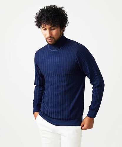 MNFCF11210 MICHEL KLEIN HOMME ガーメントダイリブ　タートルネックニット