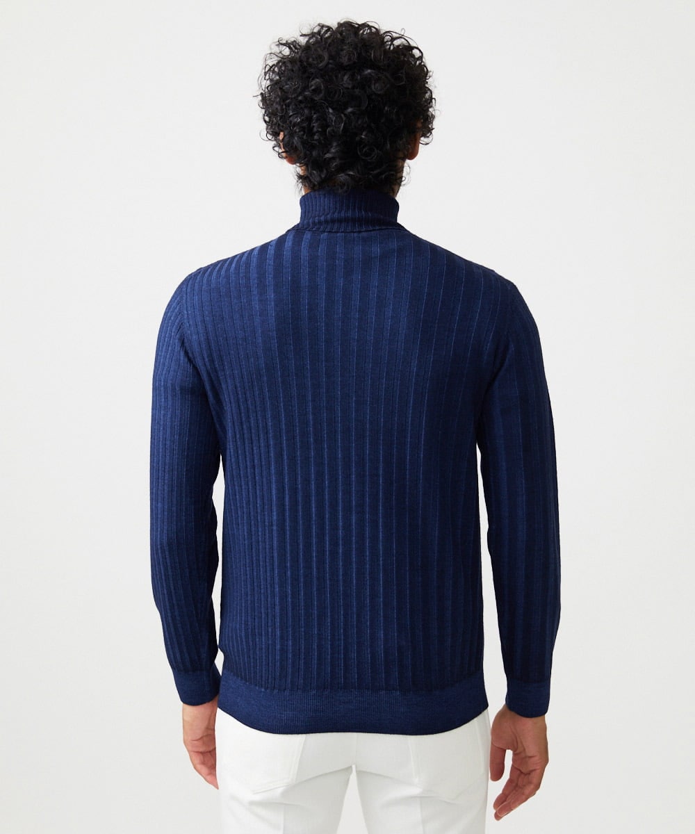 MNFCF11210 MICHEL KLEIN HOMME(ミッシェルクラン オム) ガーメントダイリブ　タートルネックニット ネイビー