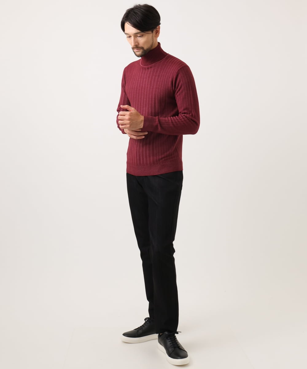 MNFCF11210 MICHEL KLEIN HOMME(ミッシェルクラン オム) ガーメントダイリブ　タートルネックニット パープル