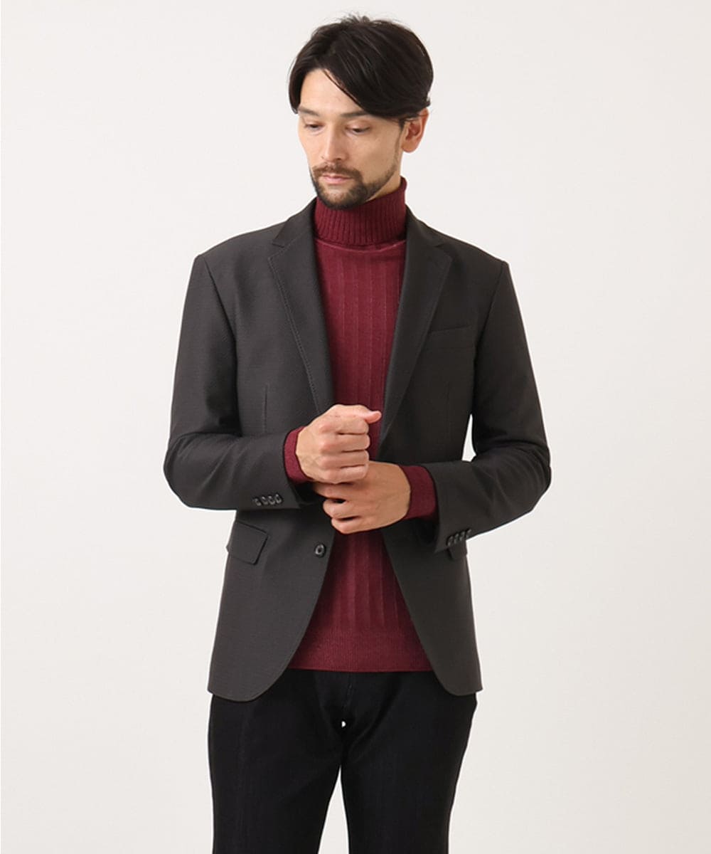 MNFCF11210 MICHEL KLEIN HOMME(ミッシェルクラン オム) ガーメントダイリブ　タートルネックニット パープル