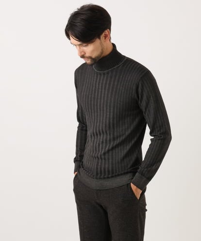 MNFCF11210 MICHEL KLEIN HOMME ガーメントダイリブ　タートルネックニット