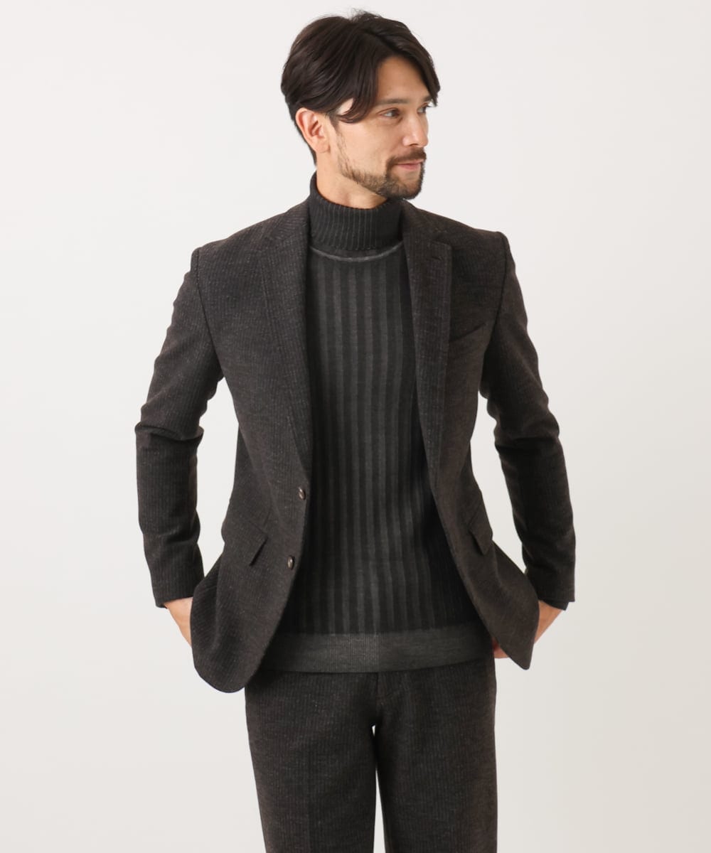 MNFCF11210 MICHEL KLEIN HOMME(ミッシェルクラン オム) ガーメントダイリブ　タートルネックニット ダークグレー