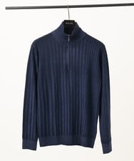 MNFCF12230 MICHEL KLEIN HOMME(ミッシェルクラン オム) ガーメントダイリブ　 ハーフジップニット ネイビー