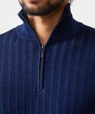 MNFCF12230 MICHEL KLEIN HOMME(ミッシェルクラン オム) ガーメントダイリブ　 ハーフジップニット ネイビー