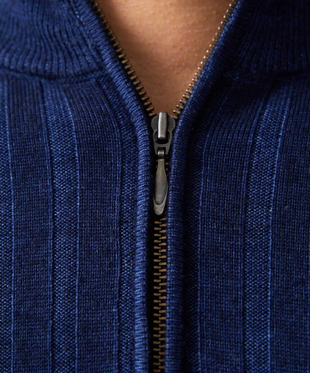 MNFCF12230 MICHEL KLEIN HOMME(ミッシェルクラン オム) ガーメントダイリブ　 ハーフジップニット ネイビー