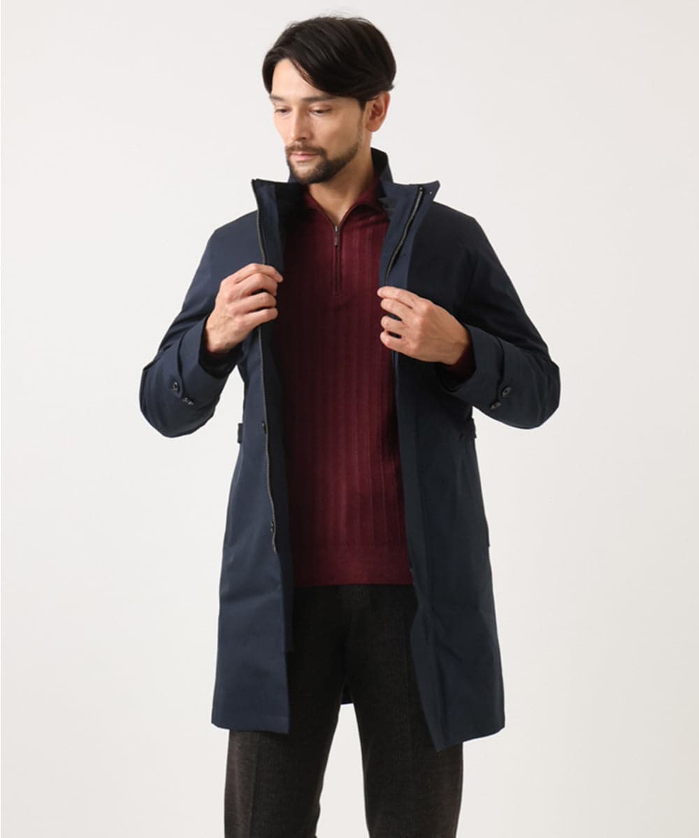 MNFCF12230 MICHEL KLEIN HOMME(ミッシェルクラン オム) ガーメントダイリブ　 ハーフジップニット パープル