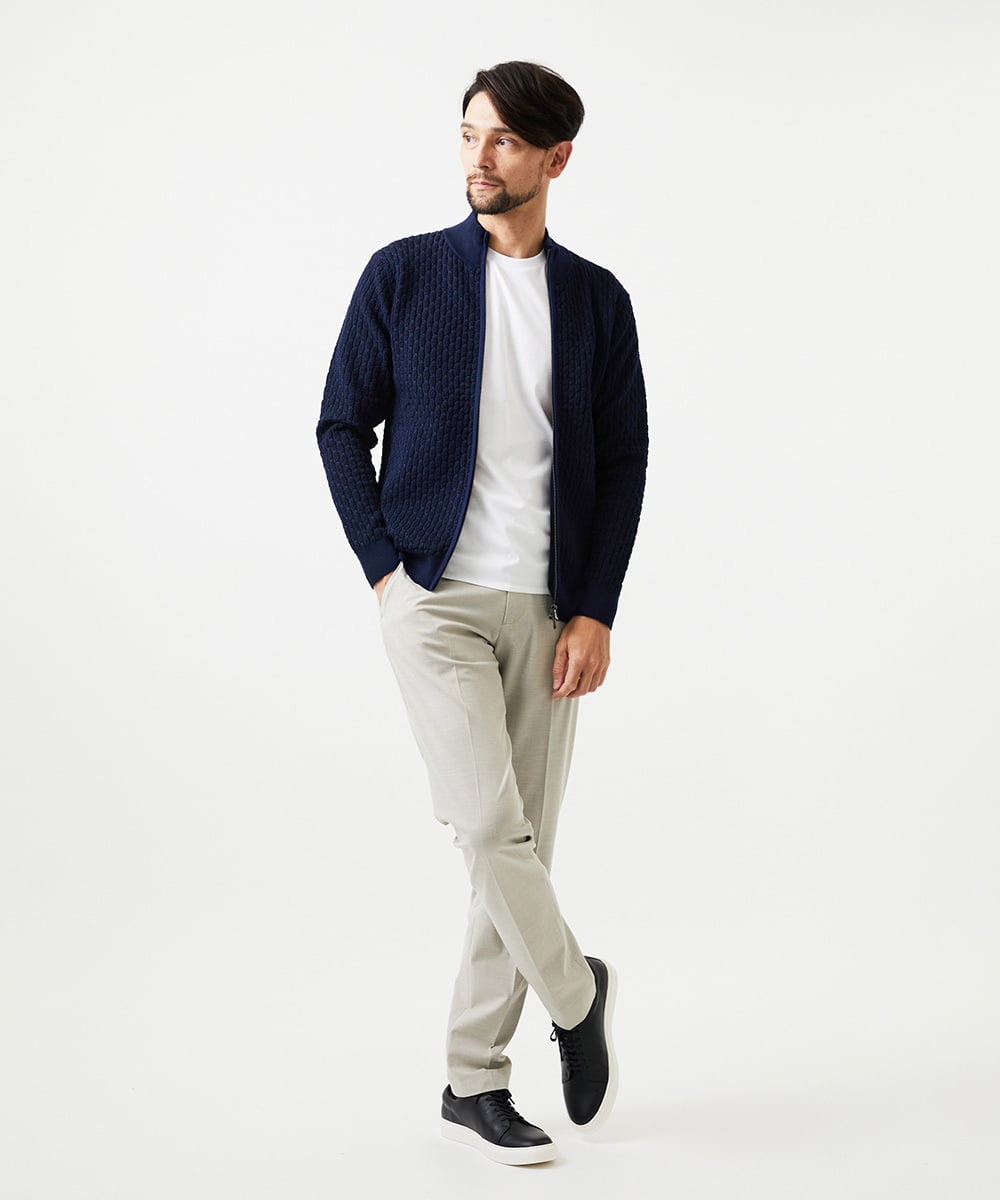 MNFCF50230 MICHEL KLEIN HOMME(ミッシェルクラン オム) スタンドカラ―ニットカーディガン ネイビー