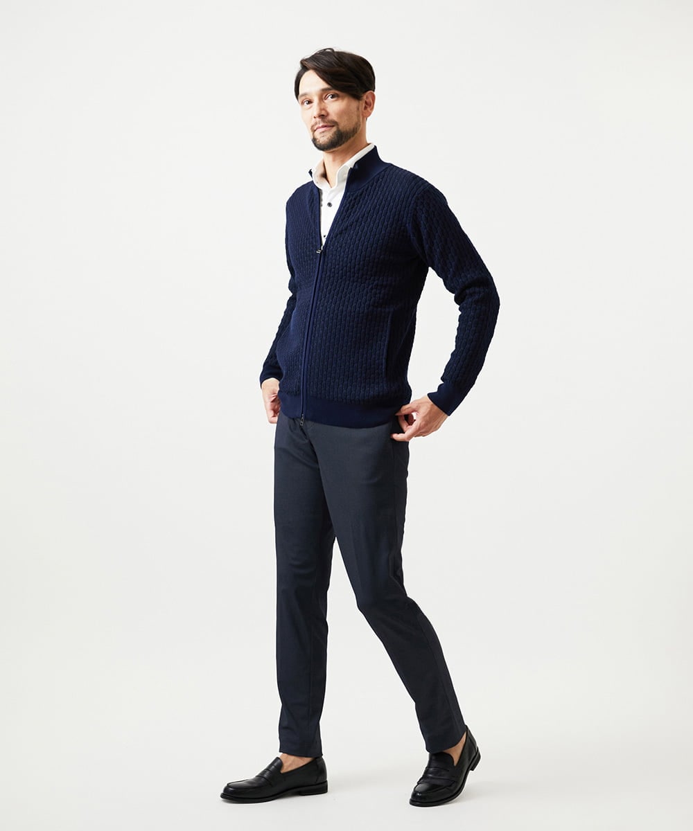 MNFCF50230 MICHEL KLEIN HOMME(ミッシェルクラン オム) スタンドカラ―ニットカーディガン ネイビー