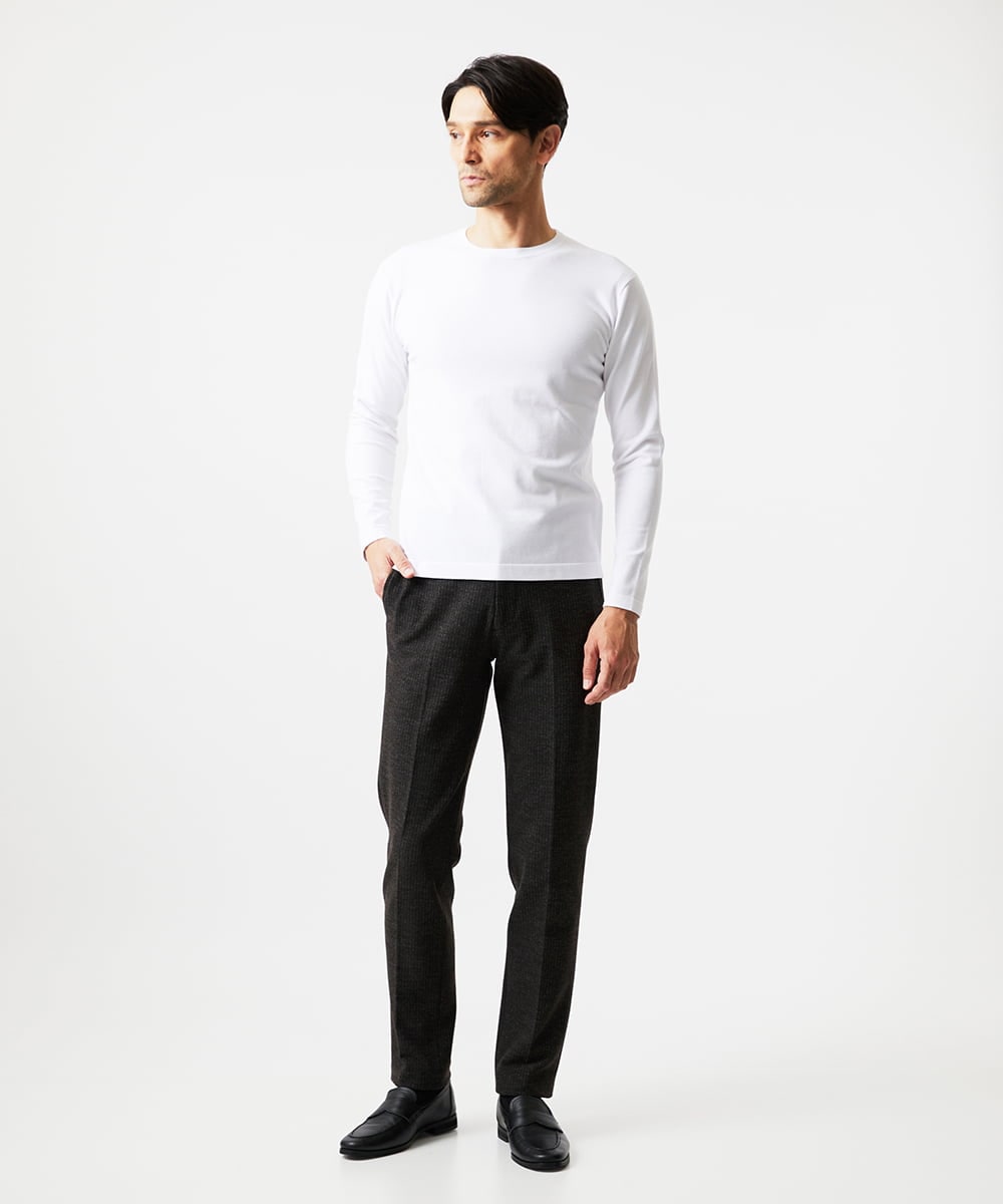 MNFCF59210 MICHEL KLEIN HOMME(ミッシェルクラン オム) モワール　クルーネックニット ホワイト