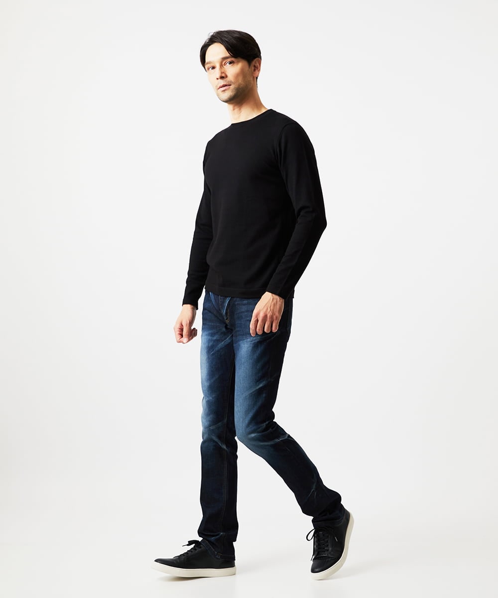 MNFCF59210 MICHEL KLEIN HOMME(ミッシェルクラン オム) モワール　クルーネックニット ブラック