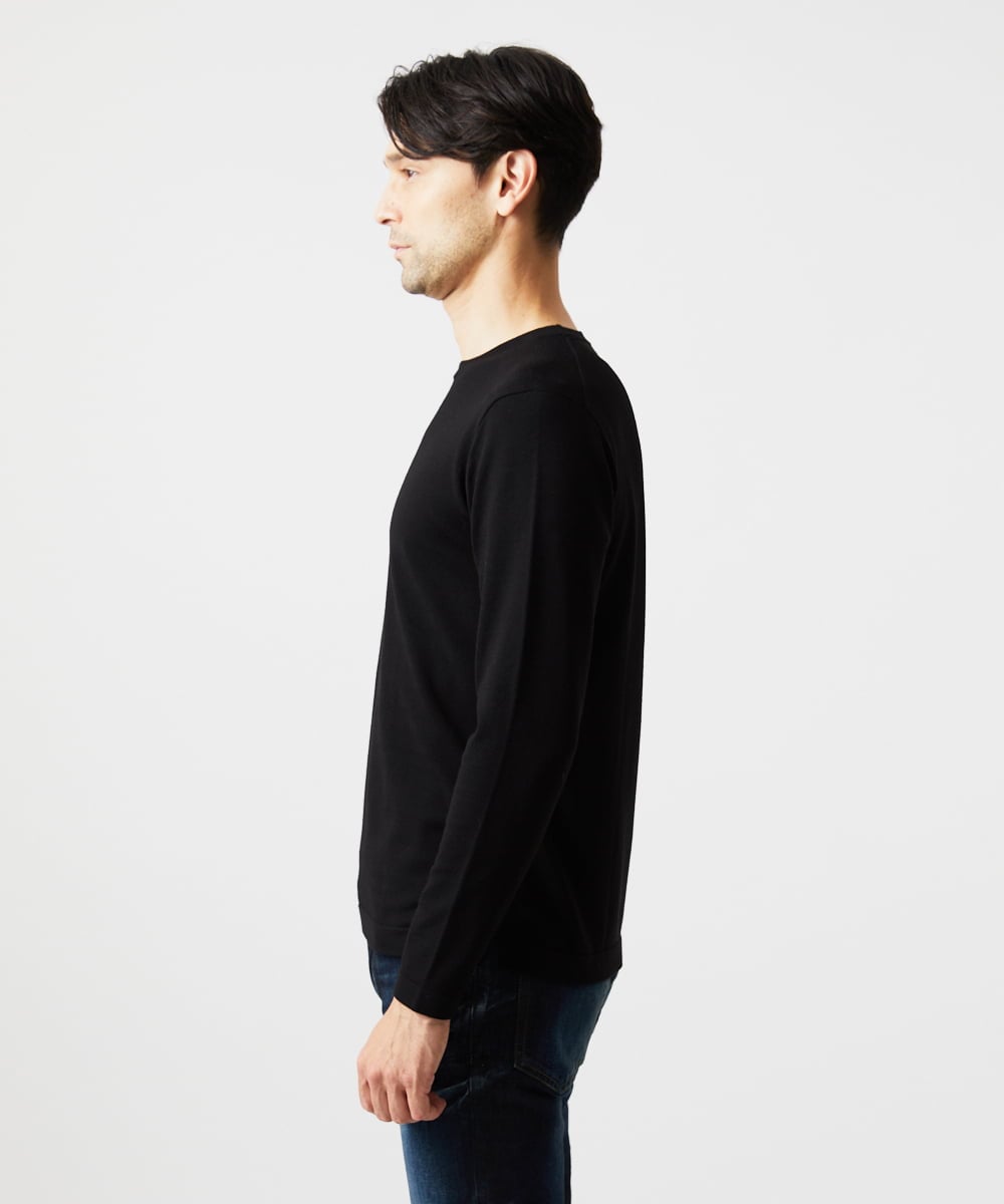 MNFCF59210 MICHEL KLEIN HOMME(ミッシェルクラン オム) モワール　クルーネックニット ブラック