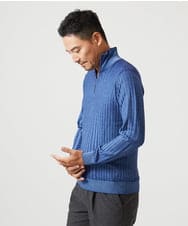 MNFCI12250 MICHEL KLEIN HOMME(ミッシェルクラン オム) グラデーションハーフジップニット ブルー