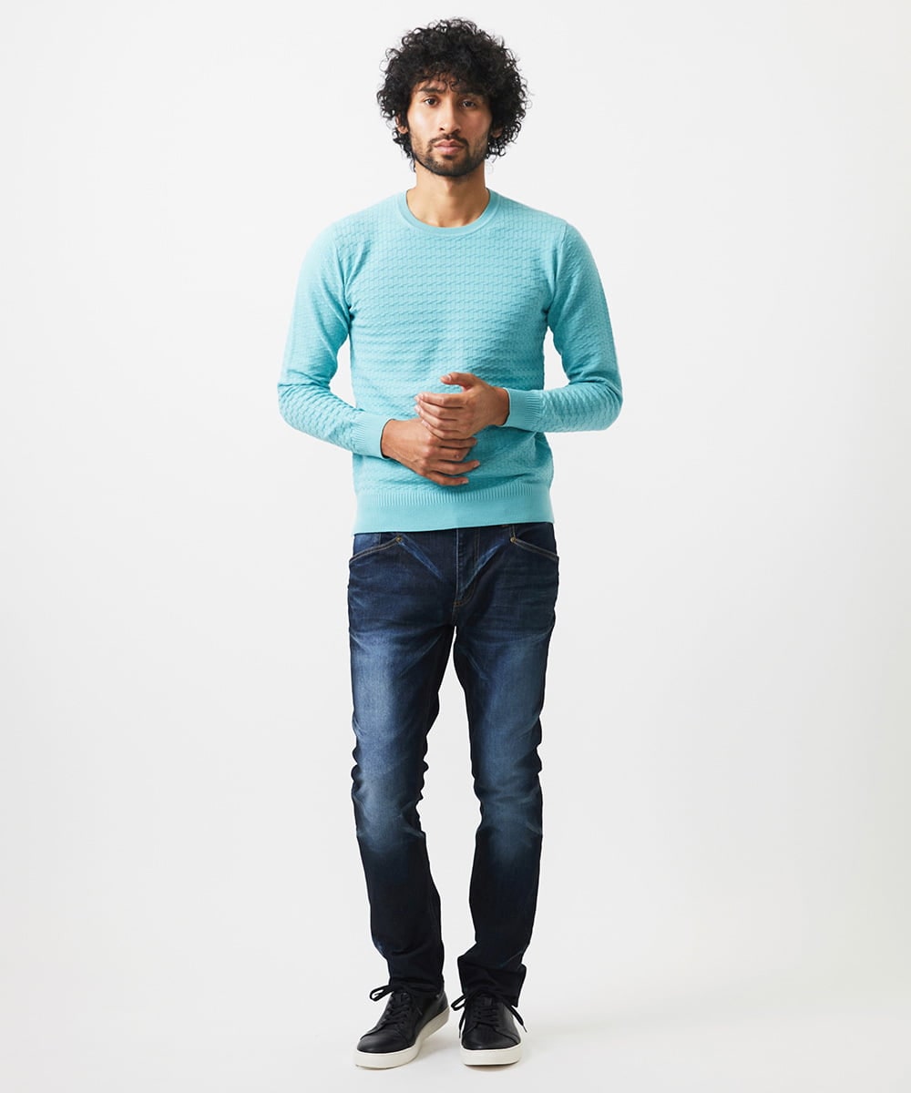 MNFDC50200 MICHEL KLEIN HOMME(ミッシェルクラン オム) クラシカルクルーネックニット グリーン