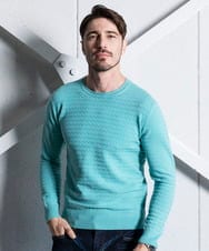 MNFDC50200 MICHEL KLEIN HOMME(ミッシェルクラン オム) クラシカルクルーネックニット グリーン