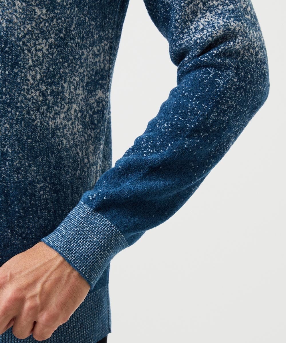 MNFDD62390 MICHEL KLEIN HOMME(ミッシェルクラン オム) 《日本製》スモーク柄クルーネックモールニット ブルー