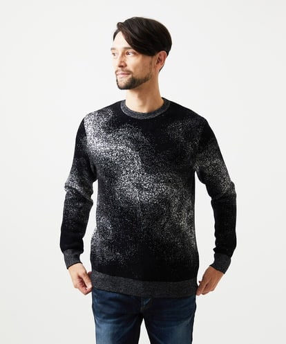 MNFDD62390 MICHEL KLEIN HOMME 《日本製》スモーク柄クルーネックモールニット