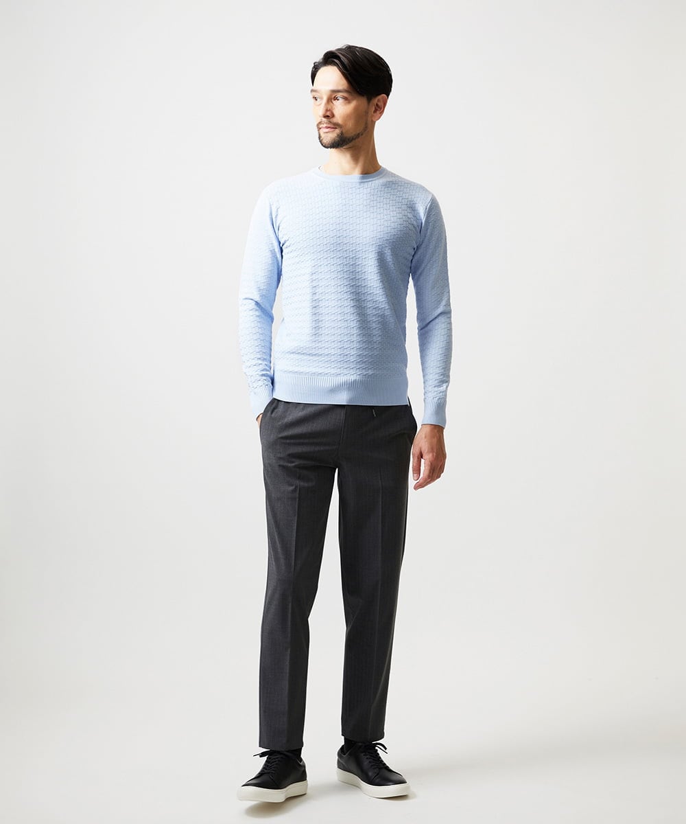 MNFDF50200 MICHEL KLEIN HOMME(ミッシェルクラン オム) クラシカルクルーネックニット ライトブルー